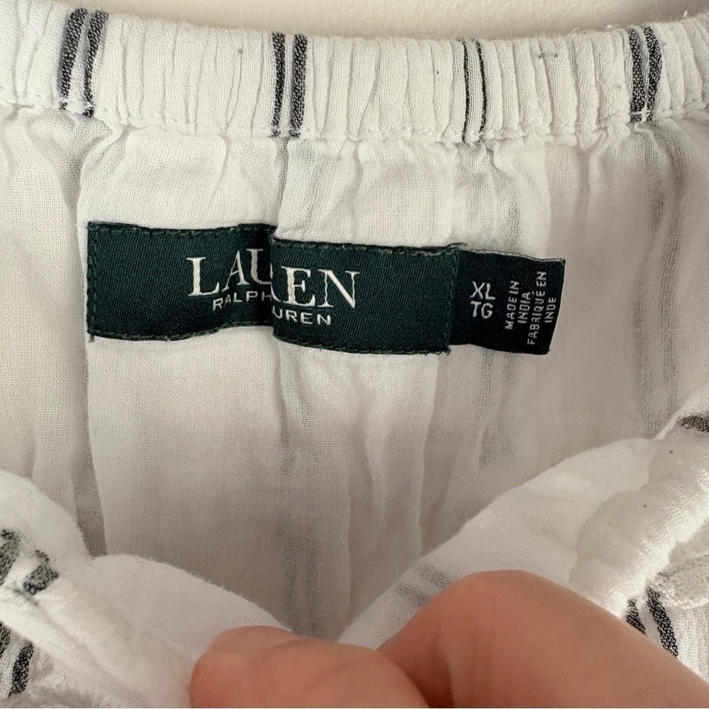 Ralph Lauren White Navy Stripe Coastal Preppy Blouse - Picture 7 of 8